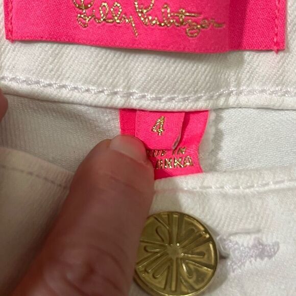 Lilly Pulitzer South Ocean High Rise Lemon Meringue Cropped Jeans Size 4 - Picture 4 of 7